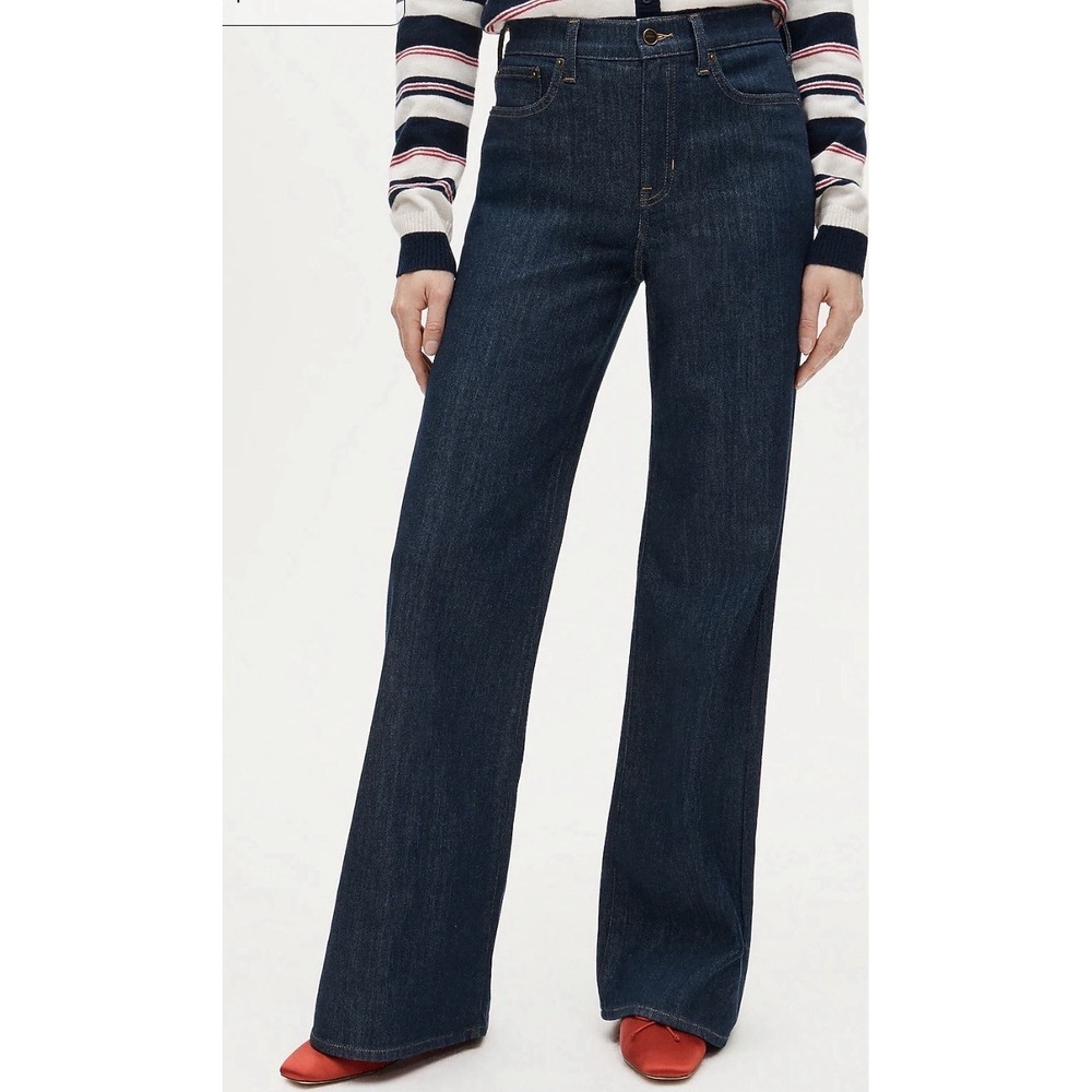 J.Crew Denim Trouser Jeans Blue Wide Leg Women's 25 Preppy Classic High Rise